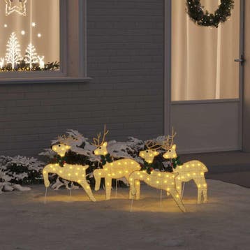 vidaXL LED Rendieren 4 pcs Goud Stof, Verzenden, Nieuw