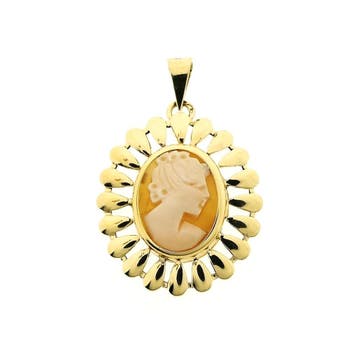 Gouden hanger met camee (Hanger of bedel), Ophalen of Verzenden, Gebruikt, Goud, Overige merken