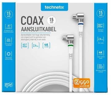 Technetix coaxkabel RLA++21 - ZIGGO geschikt (diverse lengte, Ophalen of Verzenden, Nieuw, Tv-kabel