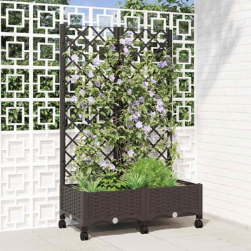 vidaXL Tuinplantbak met schutting en wielen Bruin 80 x 40 x, Verzenden, Nieuw, Minder dan 60 cm