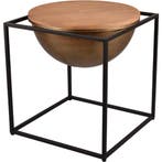 Bijzettafel - Livion Elina - 42x42cm - Zwart - Metaal - Hout, Huis en Inrichting, Tafels | Eettafels, Ophalen of Verzenden, Nieuw