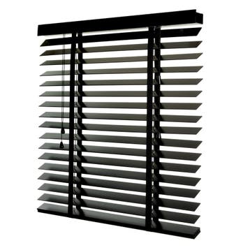 Zwarte Houten Jaloezieën – 50mm – Op Maat met band, 200 cm of meer, Zwart, Nieuw, Ophalen of Verzenden