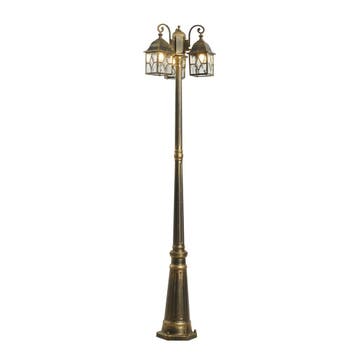 Klassieke buiten lantaarn antiek goud met helder glas 198cm, Verzenden, Nieuw, Aluminium