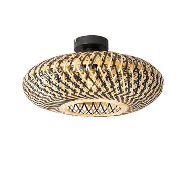 Smart plafondlamp zwart bamboe 40 cm incl. Wifi A60 -, Verzenden, Nieuw