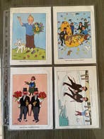 België - een serie van 4 Tintin-postkaarten met een, Verzamelen, Ansichtkaarten | Buitenland, Gelopen
