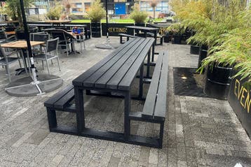 Rockwood® Picknicktafel Beuk - Zwaar Kunststof - Mineral, Ophalen of Verzenden, Nieuw, Rechthoekig, Hout