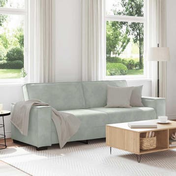 vidaXL Driezitsbank 220x78x84 cm fluweel lichtgrijs, Verzenden, Nieuw, Driepersoons, Stof
