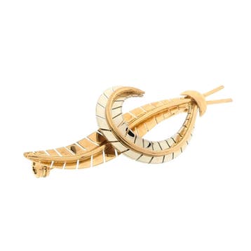 Gouden veer broche, Ophalen of Verzenden, Gebruikt, Goud, Goud