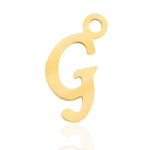Roestvrij stalen (RVS) Stainless steel bedels initial G Goud, Ophalen of Verzenden, Nieuw, Bedel