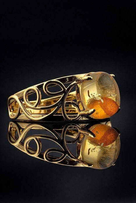 Tijdloze Baltische Amber Ring – Natuurlijke ambersteen gezet, Verzamelen, Mineralen en Fossielen