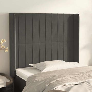 vidaXL Hoofdbord met randen 103x16x118/128 cm fluweel, Verzenden, Nieuw, Grijs, Stof