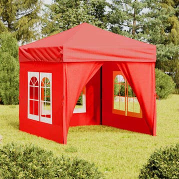 vidaXL Partytent inklapbaar met zijwanden 2x2 m rood, Verzenden, Nieuw, Partytent
