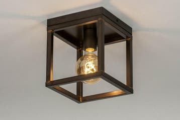Rietveld Plafondlampen - Zwart, Bruin, Oldmetal (gunmetal) -, Huis en Inrichting, Lampen | Plafondlampen, Verzenden, Nieuw