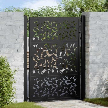 vidaXL Poort met bladontwerp 100x125 cm staal zwart, Verzenden, Nieuw