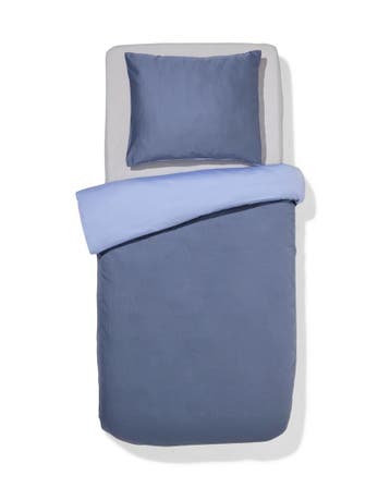 HEMA Dekbedovertrek 140x200/220cm hotel katoen satijn blauw, Verzenden, Nieuw