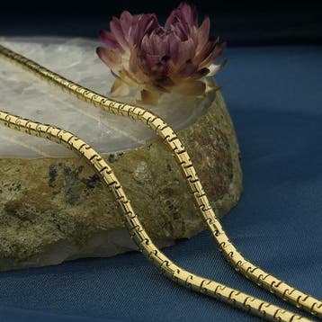 Gouden fantasie schakelcollier (Ketting), Sieraden, Tassen en Uiterlijk, Kettingen, Ophalen of Verzenden, Gebruikt, Goud, Goud