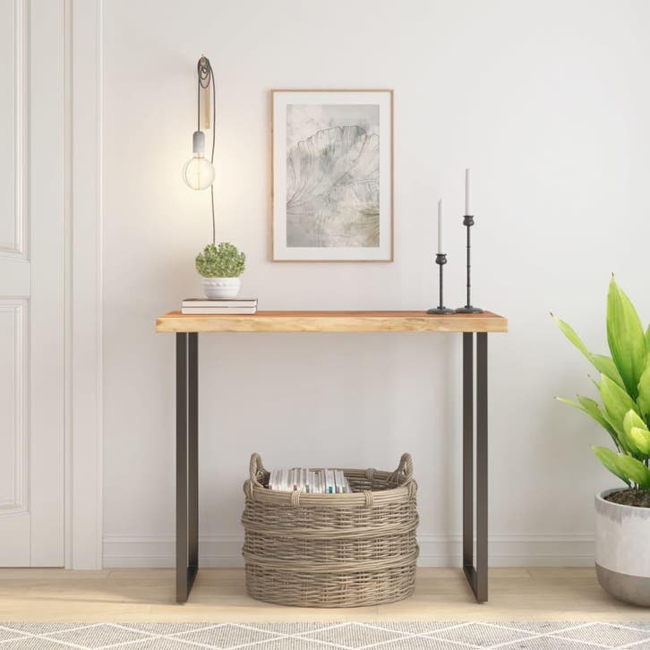 vidaXL Tafelblad rechthoekig natuurlijke rand 100x40x3,8 cm, Huis en Inrichting, Tafels | Eettafels, Nieuw, Verzenden