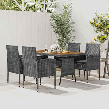 vidaXL 5-delige Tuinset poly rattan grijs, Verzenden, Nieuw, 4 zitplaatsen, Tuinset