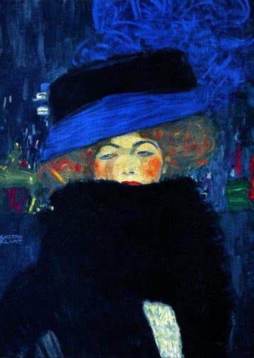 Kunstdruk Gustav Klimt - Lady with Hat 50x70cm, Verzenden, Nieuw