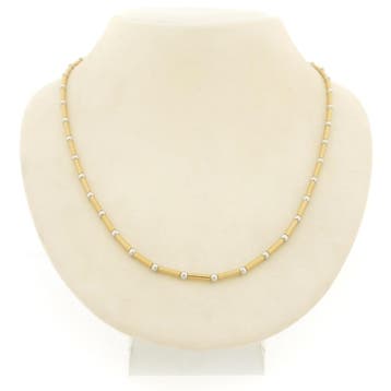 Bicolor gouden staafjes schakelketting, Ophalen of Verzenden, Gebruikt, Goud, Goud