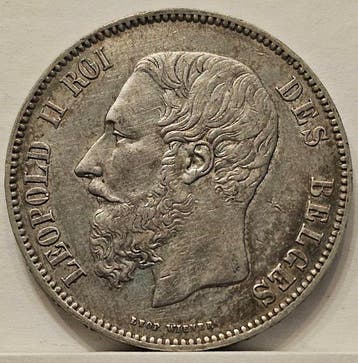 België. Leopold II. 5 Francs 1873 (Zonder minimumprijs)