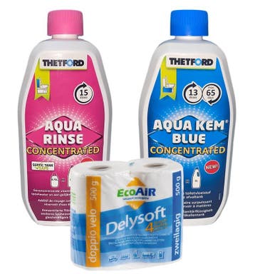 Pakket Thetford Aqua KEM + RINSE + Gratis Toiletrollen, Ophalen of Verzenden, Nieuw, Zeilboot of Motorboot