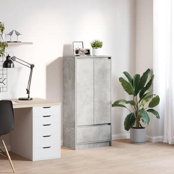 vidaXL Kast met lade 55,5x34x119,5 cm spaanplaat betongrijs, Minder dan 50 cm, Verzenden, 100 tot 150 cm, Nieuw