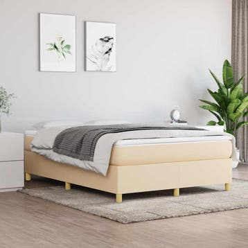vidaXL Boxspring bed stof crèmekleurig 140x200 cm, Huis en Inrichting, Verzenden, 140 cm, 200 cm, Stof