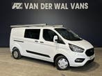 Ford Transit Custom 2.0 TDCI 130pk L2H1 Dubbele Cabine Inric, Stof, Gebruikt, Wit, Dealer onderhouden