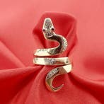 Gouden ring met robijn en zirconia, Gebruikt, Overige kleuren, 19 tot 20, Ophalen of Verzenden