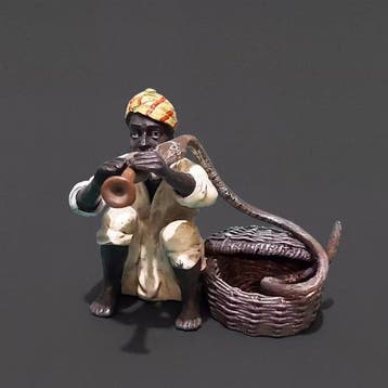 Beeld, “Snake Charmer” - 9 cm - Brons, Antiek en Kunst