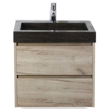 Dante Badmeubelset 60 cm - Craft Oak - Wastafel Hardsteen, Ophalen of Verzenden, Nieuw