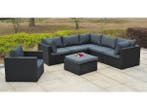 Veiling - Loungeset EIVISSA | 7-delig | Wicker | zwart + ant, Nieuw
