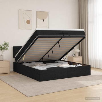 vidaXL Ottoman bed met matras met hoofdeinde Zwart 200 x 200, Verzenden, Nieuw, Tweepersoons, Zwart