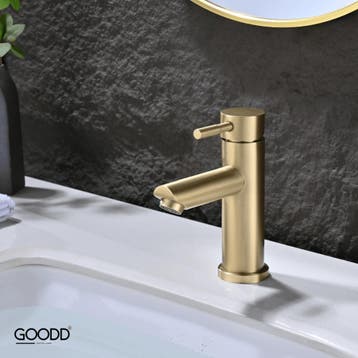 Wastafelkraan - Mengkraan - PVD coating - RVS - Gold - Goud, Ophalen of Verzenden, Nieuw, Rvs