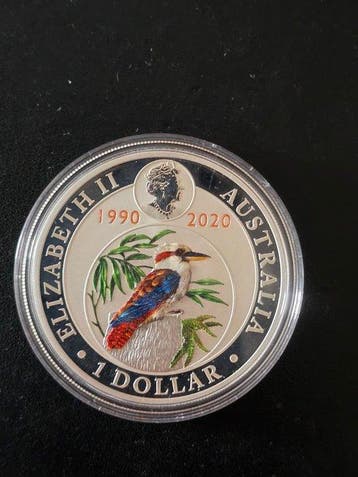 Australië. 1 Dollar 2020 Kookaburracouleur, 1 Oz (Zonder