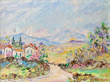 Fernand Brunas (1913-2013) - Paysage aux Mas Provençaux