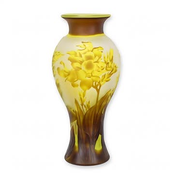 Cameo Glazen Balustervaas Libelle – Handgemaakte Kunstglazen, Verzenden, Geel, Nieuw, Glas