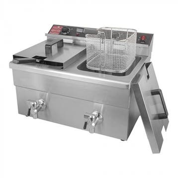 Dubbele friteuse | 2 x 8L | met aftapkraan | EGO thermostaat, Zakelijke goederen, Verzenden, Nieuw in verpakking