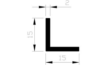 OUTLET Aluart Hoekprofiel alu brute 15x15x2mm (5mtr), Ophalen of Verzenden, Nieuw