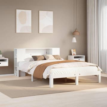 vidaXL Bed met boekenkast zonder matras grenenhout wit, Verzenden, Wit, 190 cm of minder, Overige maten
