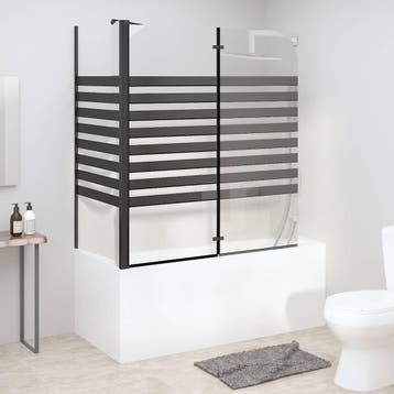 vidaXL Badwand gestreept 120x68x130 cm gehard glas, Verzenden, Nieuw