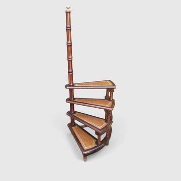 Library stairs with 4 tiers with brass finals - Trapje -, Antiek en Kunst