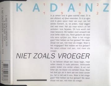 Kadanz – Niet Zoals Vroeger CD Single, Verzenden, Nieuw in verpakking