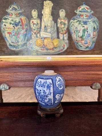 Chinese blauw-witte porseleinen pot, gedateerd uit de 19e