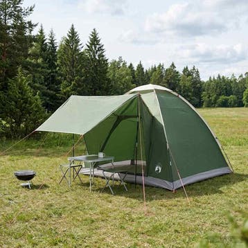 vidaXL Kamperen tent 2-persoons Groen Polyester en staal, Verzenden, Nieuw, Tot en met 2