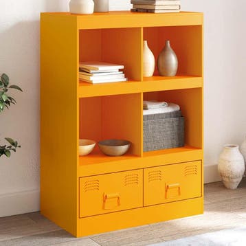 vidaXL buffetkast 67x39x95 cm staal mosterdgeel, Minder dan 50 cm, Verzenden, Nieuw, Minder dan 100 cm