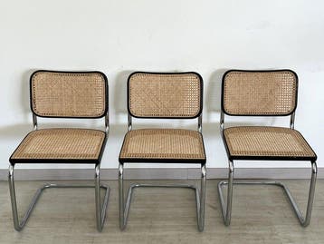 Gavina - Marcel Breuer - Stoel (3) - Staal, Paglia di Vienna