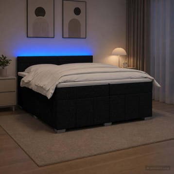 vidaXL Boxspringbed met matras met hoofdeinde Zwart 200 x, Verzenden, Nieuw, Tweepersoons, Zwart