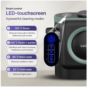 2dekans | LUMAN 10 in 1 Tapijtreiniger Pro 1800W - 100°C, Ophalen of Verzenden, Zo goed als nieuw